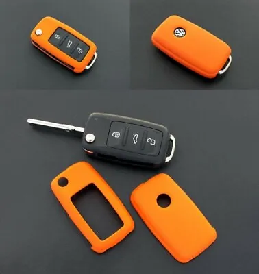 VW Car Remote Flip Key Cover Case Skin Shell Cap Fob Protection ABS ORANGE 10- • $14.95