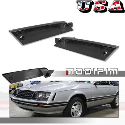 For Ford Mustang 1979-1986 Front Bumper Side Marker Light Reflector Smoke Covers • $39.99