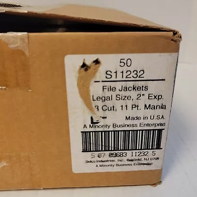 Manilla File Jackets 50 Pack Legal Size 2' EXP S11232 1/3 Tab 11Pt • $22.99