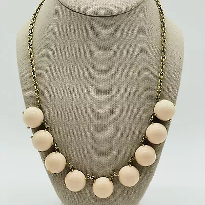 J Crew Statement Necklace Gold Tone Pink Round Bubble Jewelry 16-20  Signed • $5.98