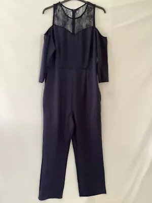 Blue Jumpsuit Ladies Size 20 Lace Trim BNWT By Yoins  • £12.99