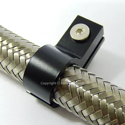 £2.79 • Buy PTFE AN-6 6AN 11MM BLACK Braided Hose Pipe SINGLE CLAMP CLIP Fitting Adapter