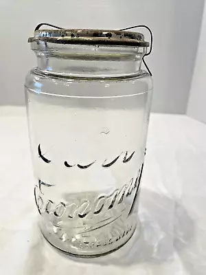 Vintage / Antique1920s Kerr Economy Round Glass Jar #5 W Metal Clamp Lid OKLA • $6.93