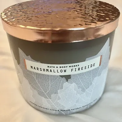 NEW Bath And Body Works MARSHMALLOW FIRESIDE 3-WICK 14.5 Oz CANDLE W/ LID • $23.95