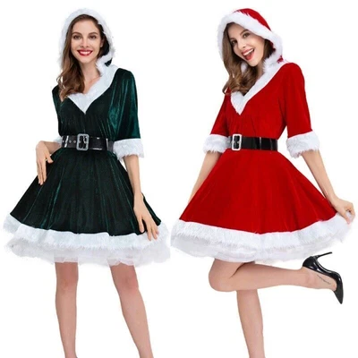 £15.50 • Buy Womens Christmas Fancy Dress Mrs Santa Claus Xmas Dress Cosplay Costume Outfit