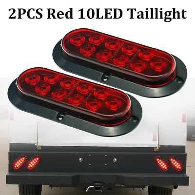 2x Red 6  Oval LED Tail Lights Surface Mount Truck Trailer Stop Brake Turn Light • $13.94