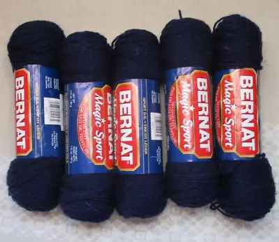 Lot Of 5 - Vintage BERNAT Magic Sport Sport DK Navy (blue) 50 G 100% Acrylic • $12