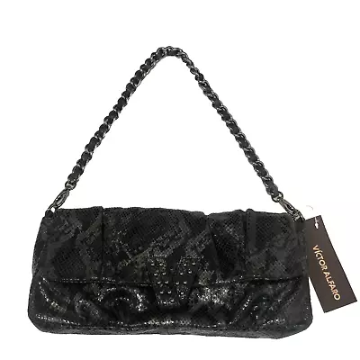 Victor Alfaro Black Purse Handbag Snake Print Chain Handle Dust Bag New With Tag • $39.99