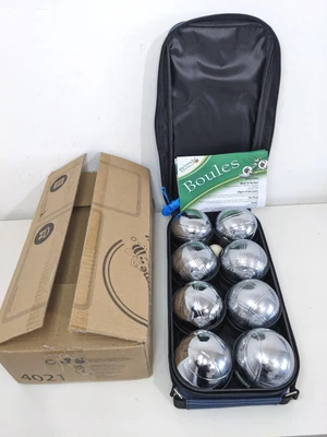 £26.99 • Buy Boules X8 Set In Canvas Carry Case Chrome Steel Durable Bowls (Box Open Unused) 
