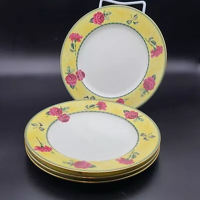 Mikasa Rose Moire Set (4) Salad Plates Bone China AK032 Gold Rimmed 8.25  New • $39