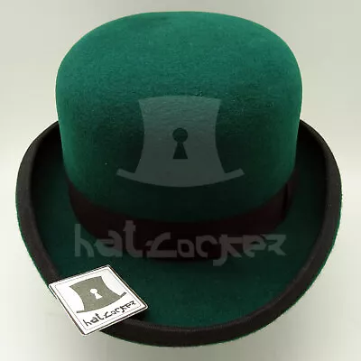 RETRO Wool Felt Men Bowler Hat Round Crown Women Derby Billycock | 61cm | Green • $66