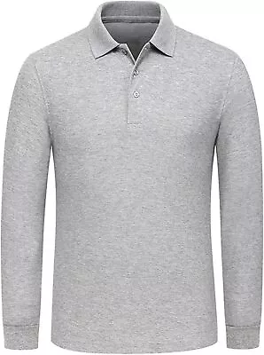 Miqieer Men's Long Sleeve Polo Shirts Regular-Fit Cotton Golf Polo Shirts • $60.40