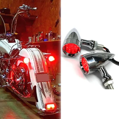 Motorcycle LED Chrome Turn Signal Tail Lights For Harley Davidson Softail Deluxe • $21.99