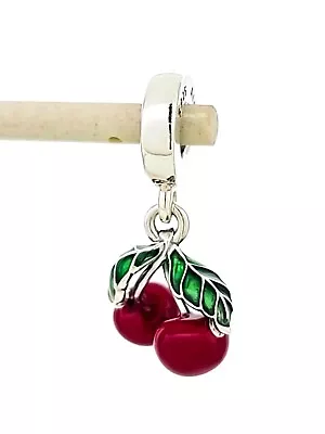 New 100% Authentic PANDORA 925 Asymmetrical Red Cherry Fruit Charm 791583C01 • $65