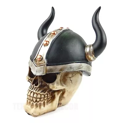 £44.11 • Buy Viking Warrior Helmet Horns Human Skull Figurine Statue Skeleton Medieval Decor
