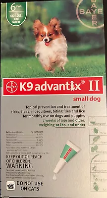 Bayer K9 Advantix II Small Dog 4-10 Lbs | Kills Fleas Ticks | 6 Doses • $40.49