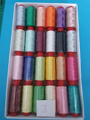 24 X Spools Of Embroidery Machine Thread For Janome Pfaff Singer Brother  Box 3 • £10.99