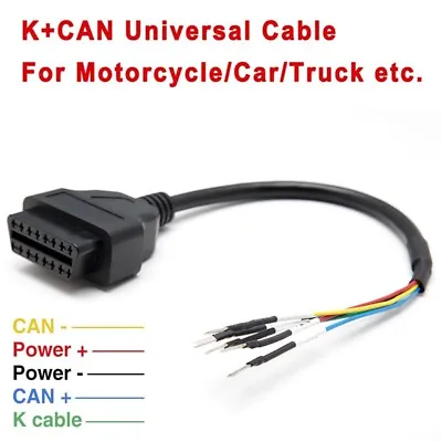 Motorcycle K+CAN Cable OBD2 Scanner Diagnostic Connector Adapter Universal OBD2 • $9.98