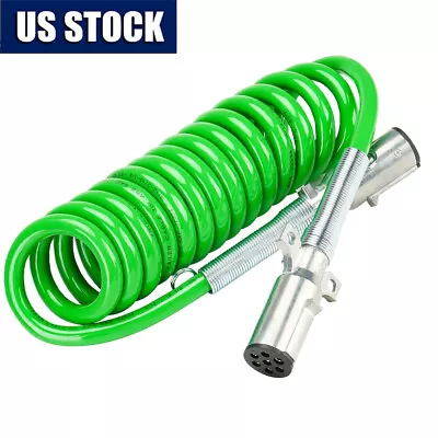 7 Way ABS 15  Trailer Coil Cord Green Electric Tractor Power Cable Cord Green • $43.99