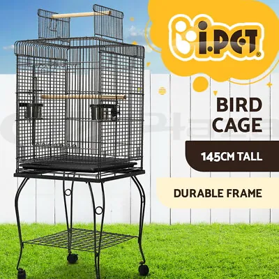 I.Pet Bird Cage Large Cages Aviary Parrot Travel Stand Budgie Toys Wheels 145CM • $81.95