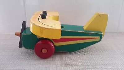 Vintage The Montgomery Schoolhouse Vermont Wood Toy Plane Handpainted Pre-owne • $29.99