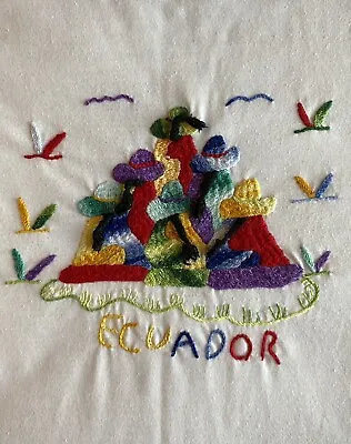 Vintage Ecuador White T-Shirt Men's Size Large Embroidered UNIQUE And VERY RARE! • $19.99