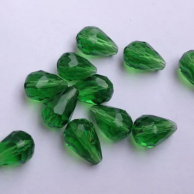 £2.39 • Buy NEW Hot Sale！8x12mm Teardrop Glass Faceted Loose Crystal Spacer Beads 33 Colors