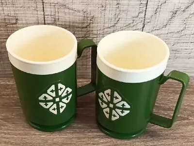 Vintage CHALET Green Coffee Plastic Cup/ Mugs Mid Century Set Of 2 Free Shipping • $17.95