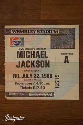 Michael Jackson Bad Tour Wembley Stadium 1988 Ticket Stub • £35