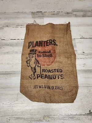 Planters Peanuts Mr. Peanut 5 Lb. Burlap Bag Sack Kitchen / Man Cave Decor • $10.99