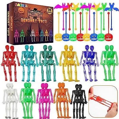 Labeol 36 PCS Halloween Stretchy Toys Party Favors Skeleton Bat Pumpkin • $9.99