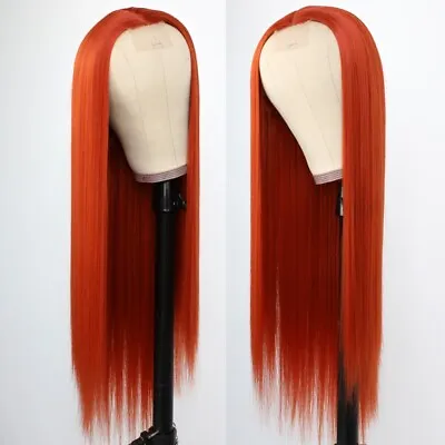 Orange Wig Synthetic Lace Front Wigs Fashion Women Natural Straight Long Cosplay • $12.25