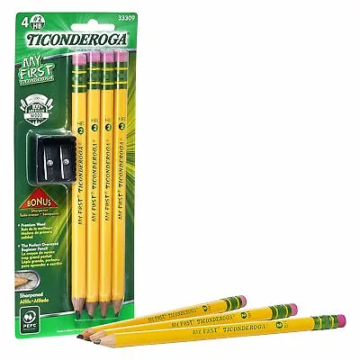 TICONDEROGA My First Pencils Wood-Cased #2 HB Soft Pre-Sharpened With Eraser • $8.22