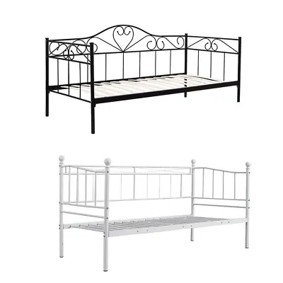 2 Styles Metal Bed Frame Day Bed 3ft Single Sofa Guest Bed Black/White New • £90.99