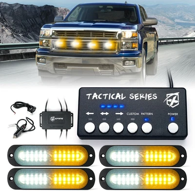 $44.98 • Buy 4x LED Grill Marker Strobe Light Xprite Emergency Hazard Control Box White Amber