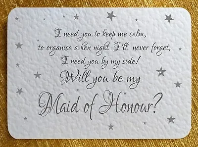 WILL YOU BE MY Walk Me Down The Aisle / Witness / Usher Card/invite -STAR SILVER • £2.75