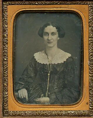 Victorian Woman With Necklace Jewelry  Antique Daguerreotype Photo • $250