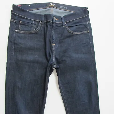 7 For All Mankind Jeans Mens W33 L32 Blue Skinny Denim Paxtyn Foolproof • $39.95