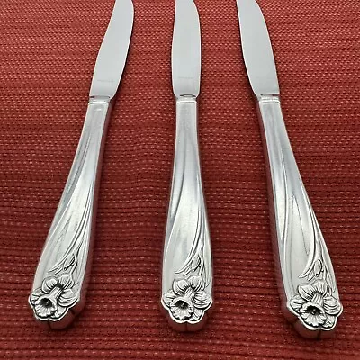 Set/3 1847 Rogers Bros International Silver DAFFODIL Silverplate DINNER KNIVES • $11.99