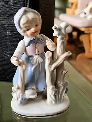 Vintage Vimax Porcelain Dutch Figurine Woman And Squirrel • $8.99