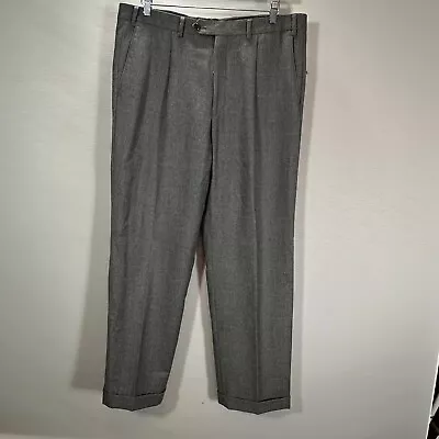 Michael Kors Pants Mens 36 Gray Wool Pleated Front Cuffed Straight Leg Pockets • $18.74