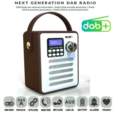 £39.99 • Buy Wood Rechargeable Portable DAB Digital Retro Stereo MP3 Bluetooth FM Radio Audio