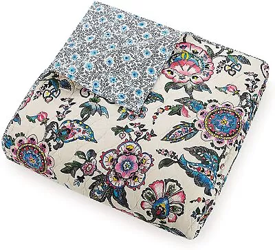 Vera Bradley  STITCHED FLOWERS  Twin Quilt + (1) Standard Sham White Floral • $59.10