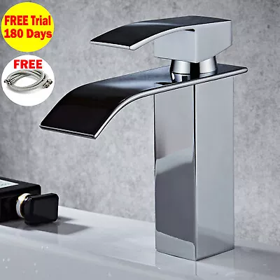 £29.59 • Buy Waterfall Bathroom Sink Counter Taps Basin Mixer Tap Chrome Square Mono Faucet