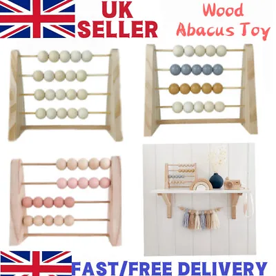 Wood Abacus Toy Beads Counting Playthings Early Education Toys Home Decor UK • £13.99