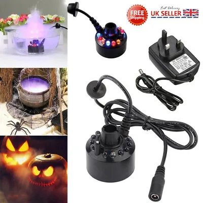 12 LED Mist Maker Fogger Atomizer Fish Tank Water Fountain Pond Fog Machine • £5.59