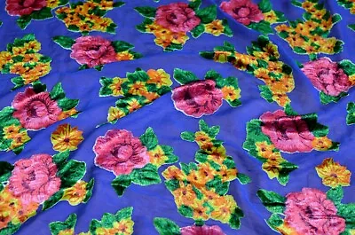 3.2 Yd/ Vintage Mulberry Silk Velvet Devore Fabric Luxury Uzbek Oriental Cloth • $96
