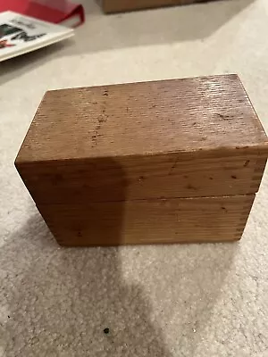 Vintage Wooden Oak Recipe  Box Jointed Storage Box With Vintage Recipes. • $5.99