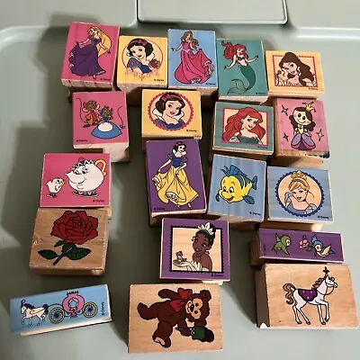 Lot Of 19 Disney Princess & Friends Wood Rubber Ink Stamps Vintage • $19