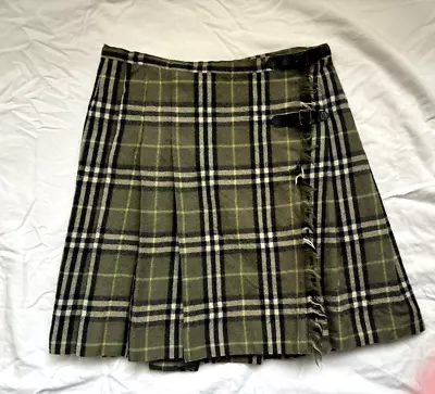 Burberry London Womens Multicolor Plaid Wool Kilt Scotland Midi Wrap Skirt 36 • $35